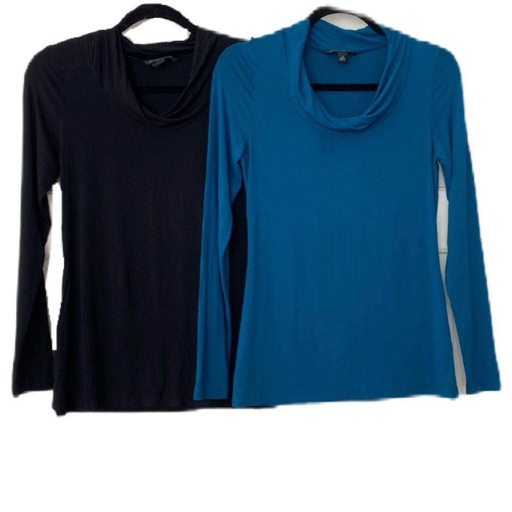 Banana Republic Set of Two Cowl Neck‎ Tops Black and Jade Green Size Small Modal